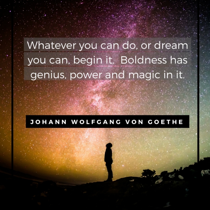 Whatever you can do, or dream you can, begin it. Boldness has genius, power and magic in it.